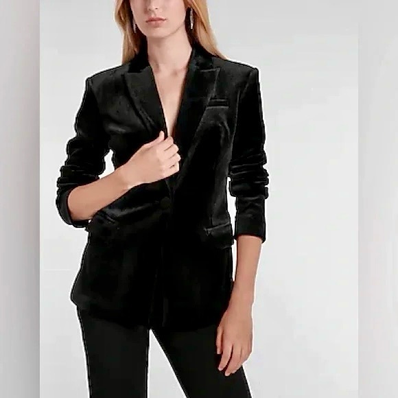 Express Velvet one button blazer in black. XS. NWT. Super soft - Picture 1 of 8